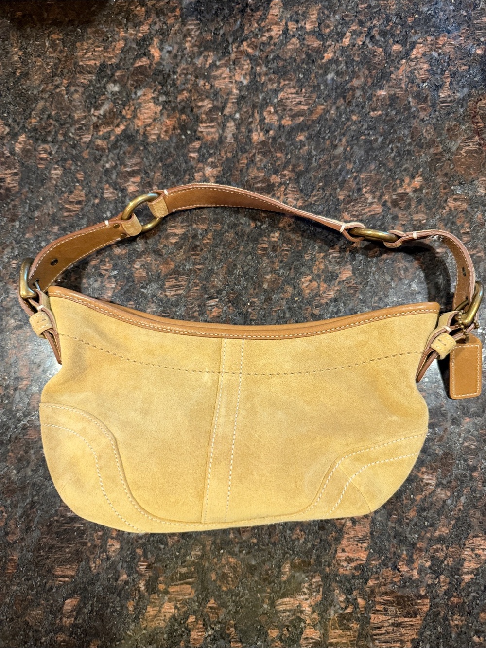 Vintage Coach Tan Suede Shoulder Bag